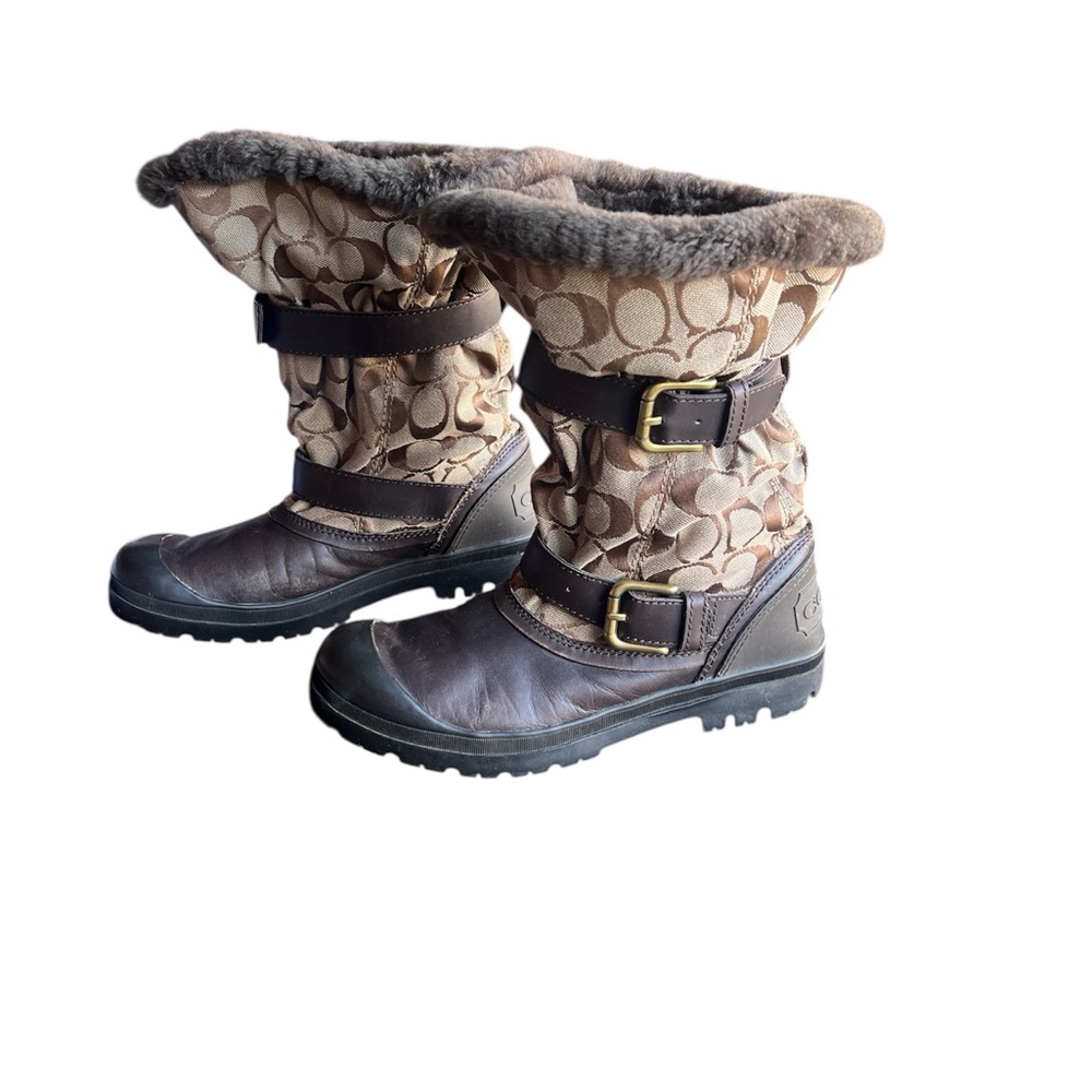 Coach Signature Brown and Tan Boots